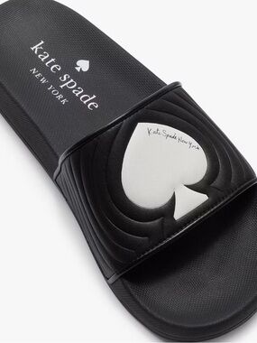 kate spade New York Black Slide Sandal with White Spade Logo